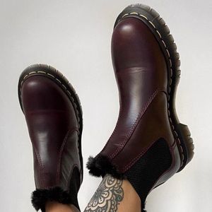 Dr. Martens 2976 LEONORE FAUX FUR LINED CHELSEA BOOTS OXBLOOD 7